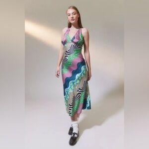 NWT Another Girl Petunia Satin Patchwork Midi Dress